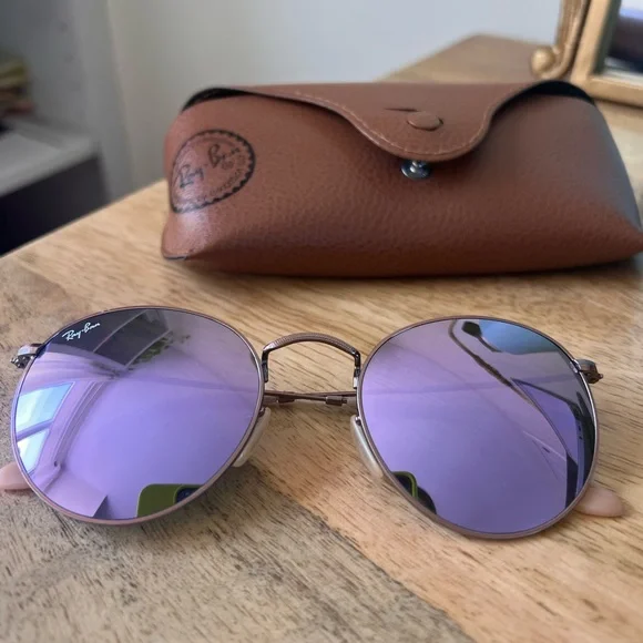 Ray Ban purple round flash lenses ROUND FLASH LENSES Sunglasses in Bronze-Copper and Lilac  main image 2